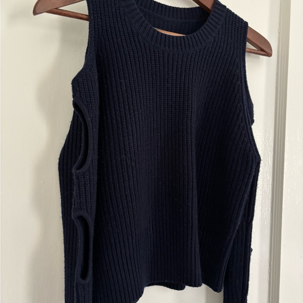 Jordan Navy Ribbed Cutout-Sleeve Crewneck Sweater Vest